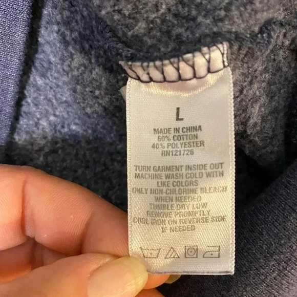 Men’s Blue Stonewashed Zip Up Hoodie‎ Sweatshirt Size L - Picture 4 of 7